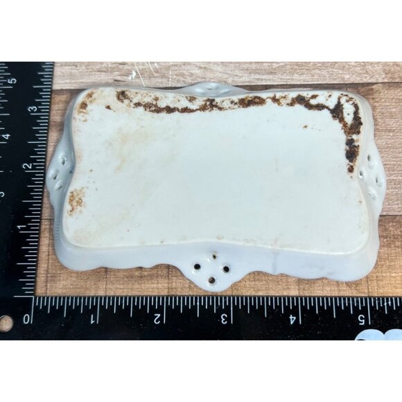 Vintage Hand Painted Porcelain Trinket Tray With Pink Roses & Blue Forget Me Not - Picture 3 of 3